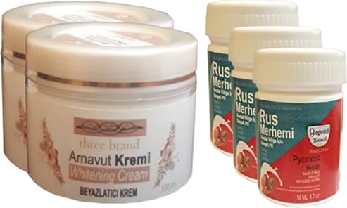 Three Brand Vücut Kremi 100 ml Arnavut Kremi 2 Adet + Rus Merhemi 50 ml 3 Adet