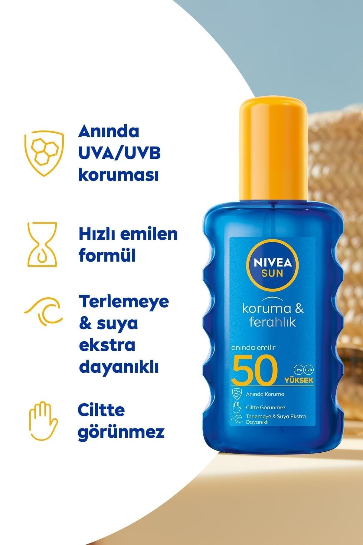 Sun Güneş Koruyucu Krem & SPF+50 Uva+uvb Ferahlik Spreyi 200ML