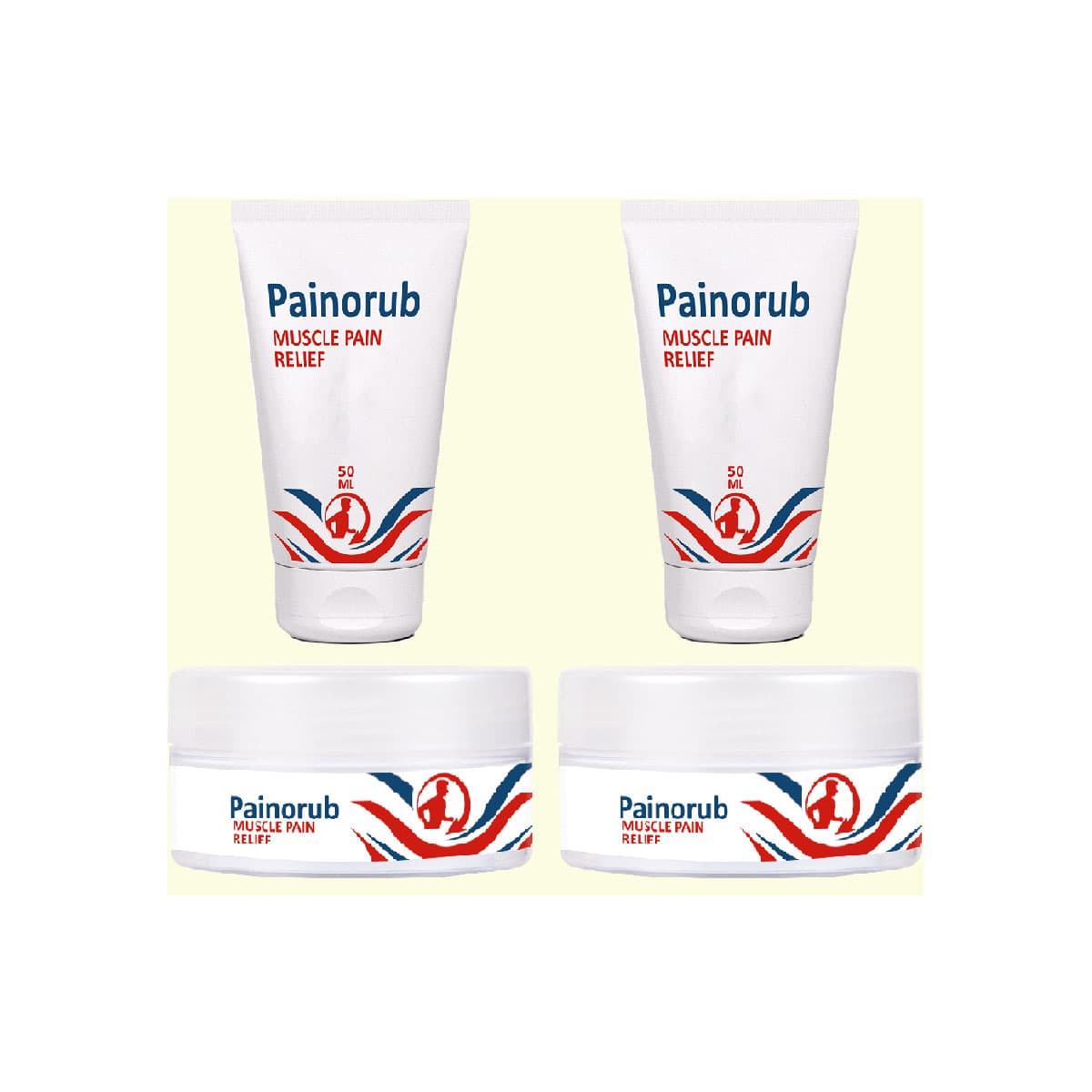 Painorub Krem 2şerli Kril yağı Afrika zencefil özü ReliefCream Rahatlamaya 50 ml Tüp&Kavanoz Set