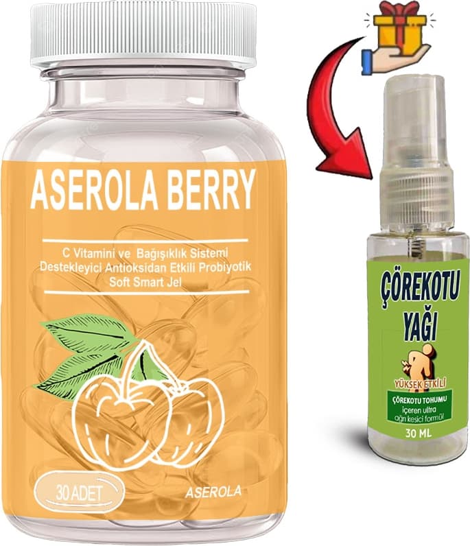Aserola Ekstratlı Probiyotikdetox 30LU Soft Jel Kapsüller + Çörek Otu Masaj Yağı
