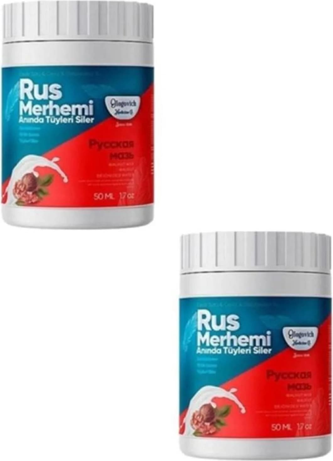 Süper Rus Merhemi Anında Tüy Siler Tüy Dökücü Krem 50 ml x 2 Adet