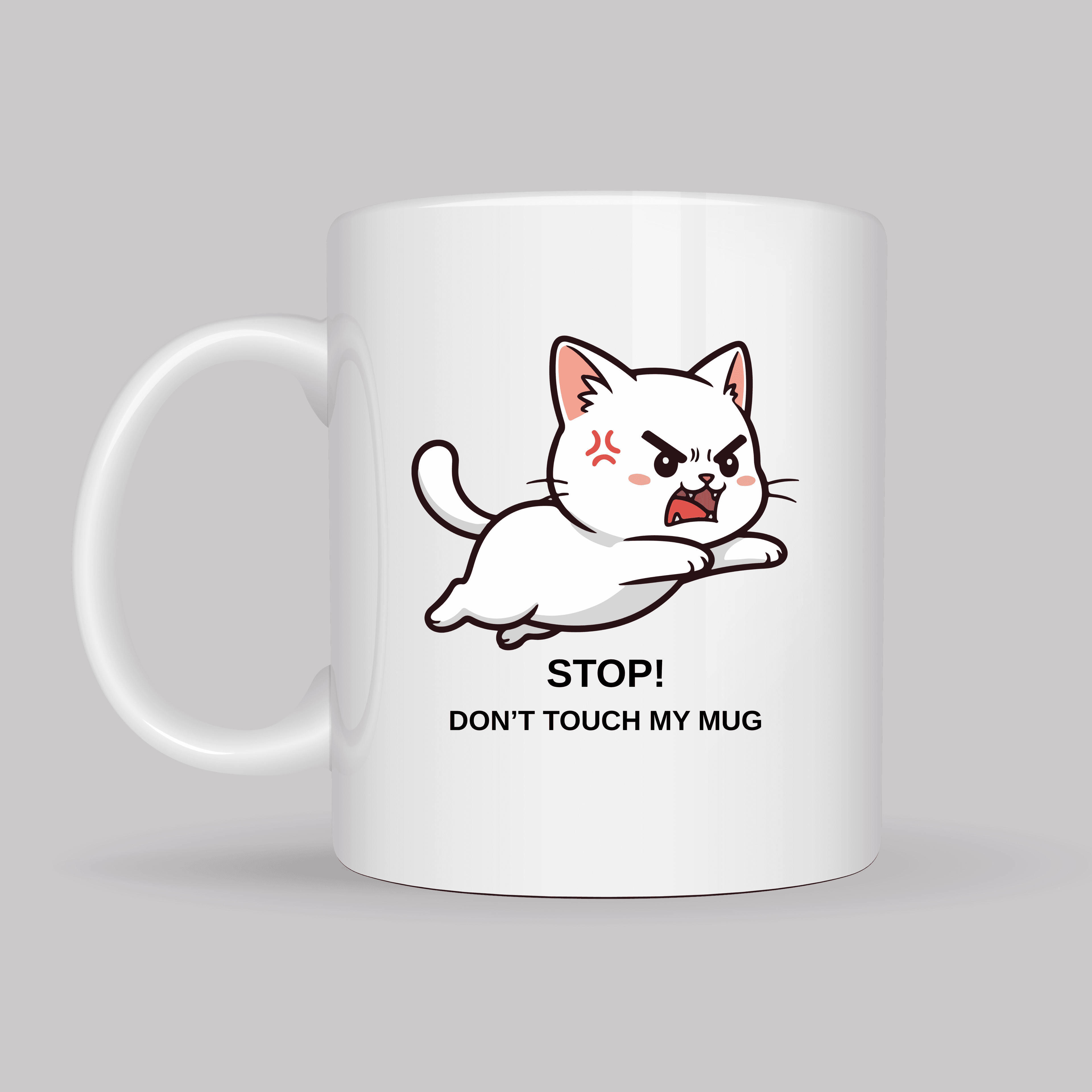 Stop Don’t Touch My Mug Yazılı Kedi Tasarımlı Kupa Model 211 Komik Baskılı Seramik Kahve Kupası