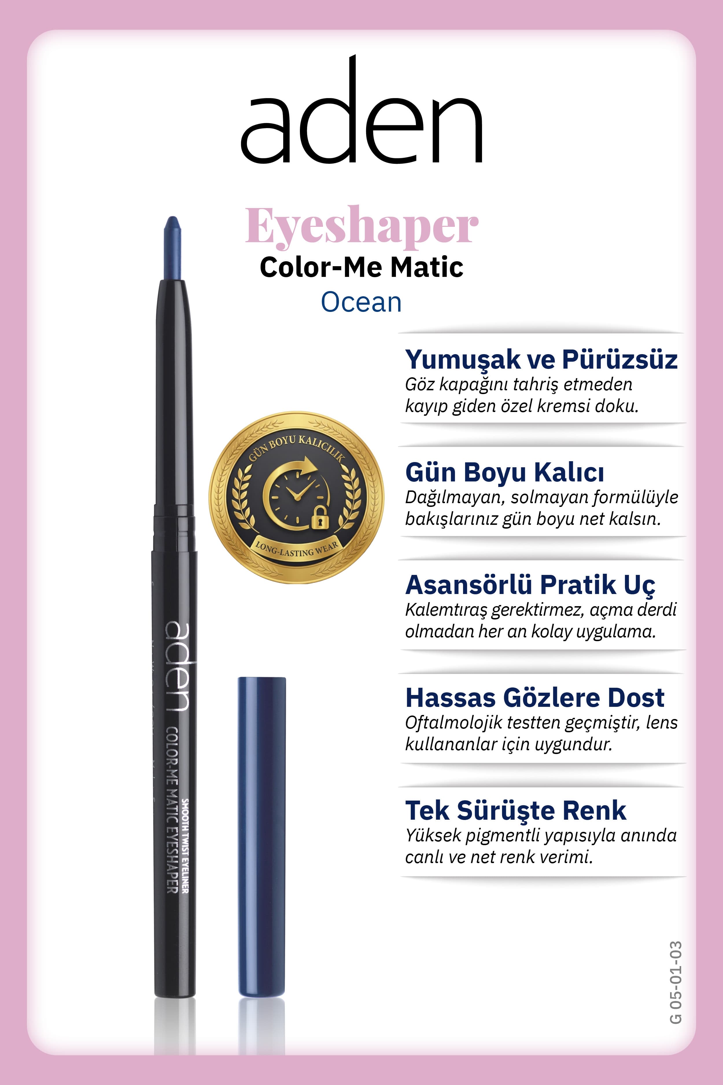 Aden Color-Me Matic Eyeshaper - Asansörlü Göz Kalemi 03 Ocean(Okyanus)