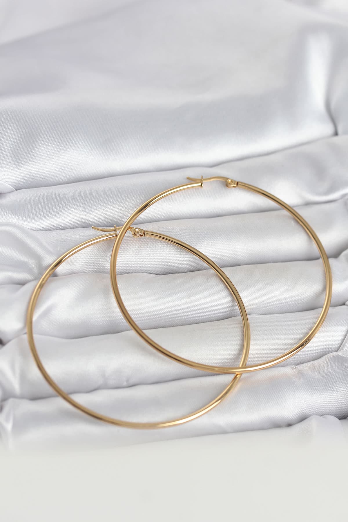 316L Çelik Gold Renk 70 mm Kadın Halka Küpe