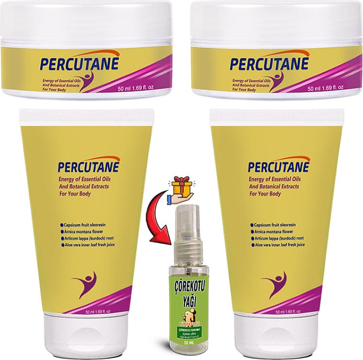 Percutane 2şerli Rahatlamaya Set: Tüp + Kavanoz Kapsikum Arnika Montana Dulavratotu Kökü Kremi 50ML + Çörekotu Yağı