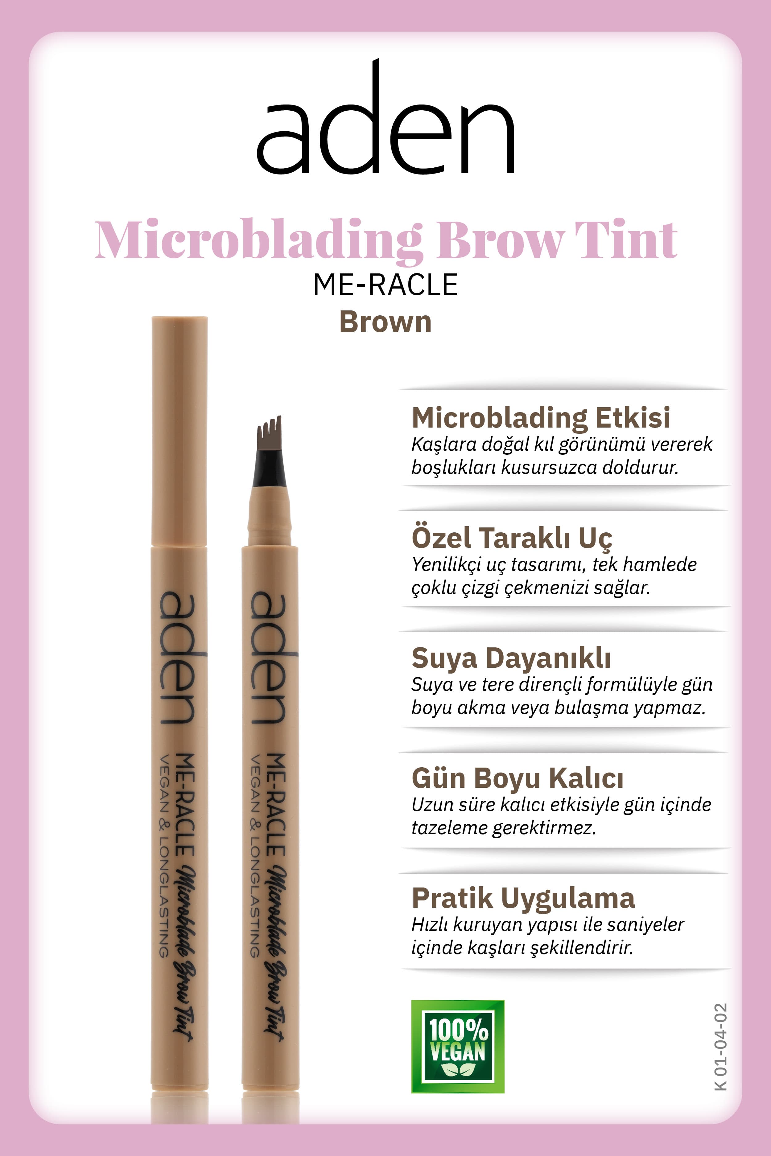 Aden Me-Racle Microblading Brow Tint - Microblading Kaş Tinti Brown(Kahverengi)