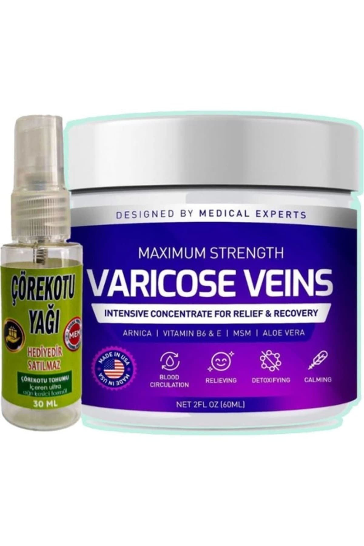 Pharmapulse Varicose Veins Purple Bakım Kremi 100 ml + Çörek Otu Yağı 30 ml