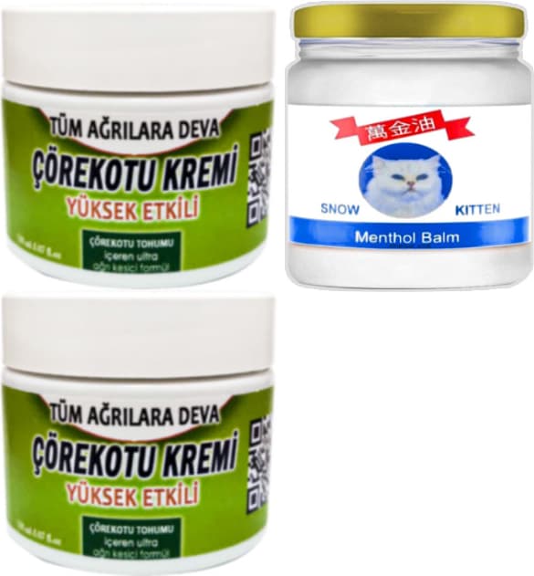 Çörek Otu Kremi 2 Adet 100 ml + Snow Kitten Menthol Balm 50 ml / Teskin Seti
