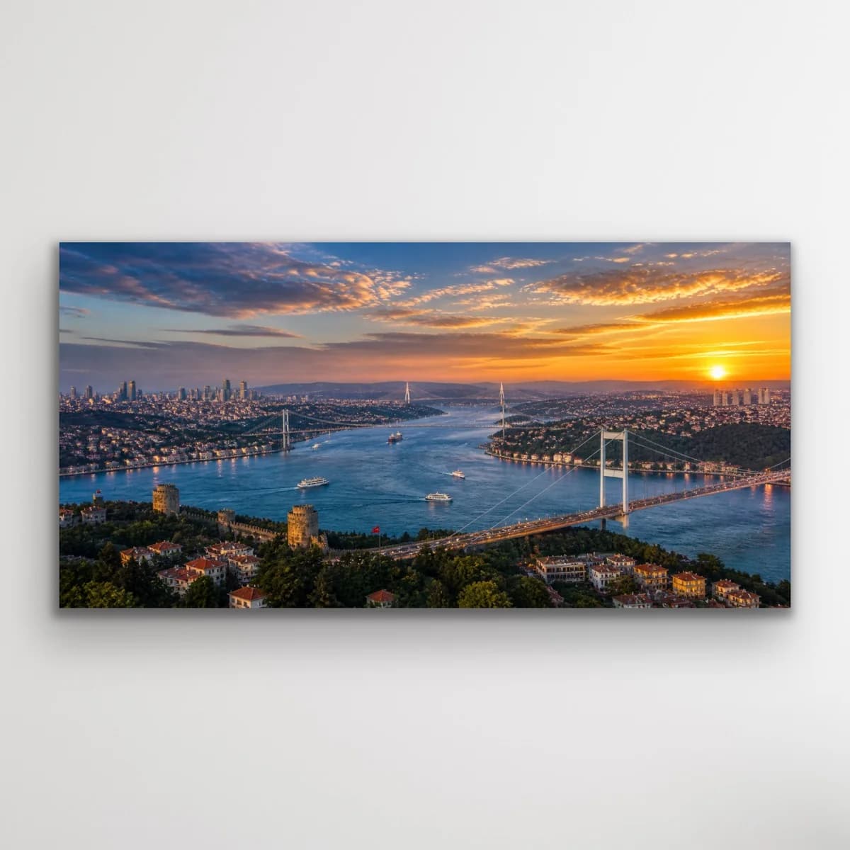 3 Boğaz Manzaralı İstanbul Kanvas Tablo 60X120 CM