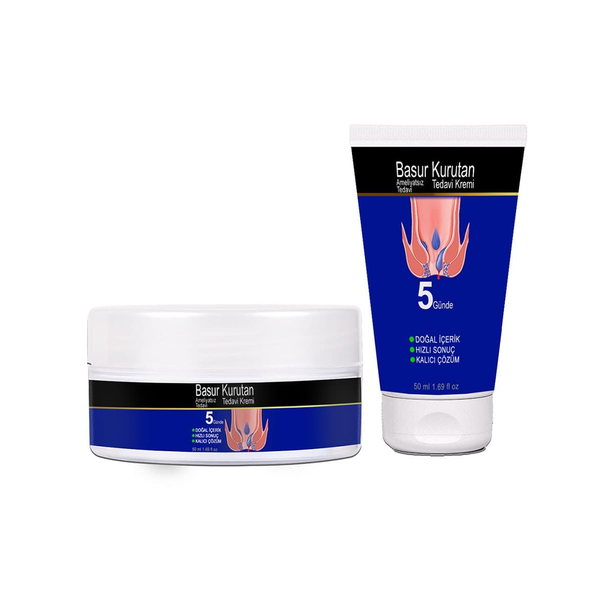 BasurKurutan Kremi E Vitamin Aslanpençesi Kestane Hellebore Çiçek Esktarları (50 ml) Tüp&Kavanoz Set