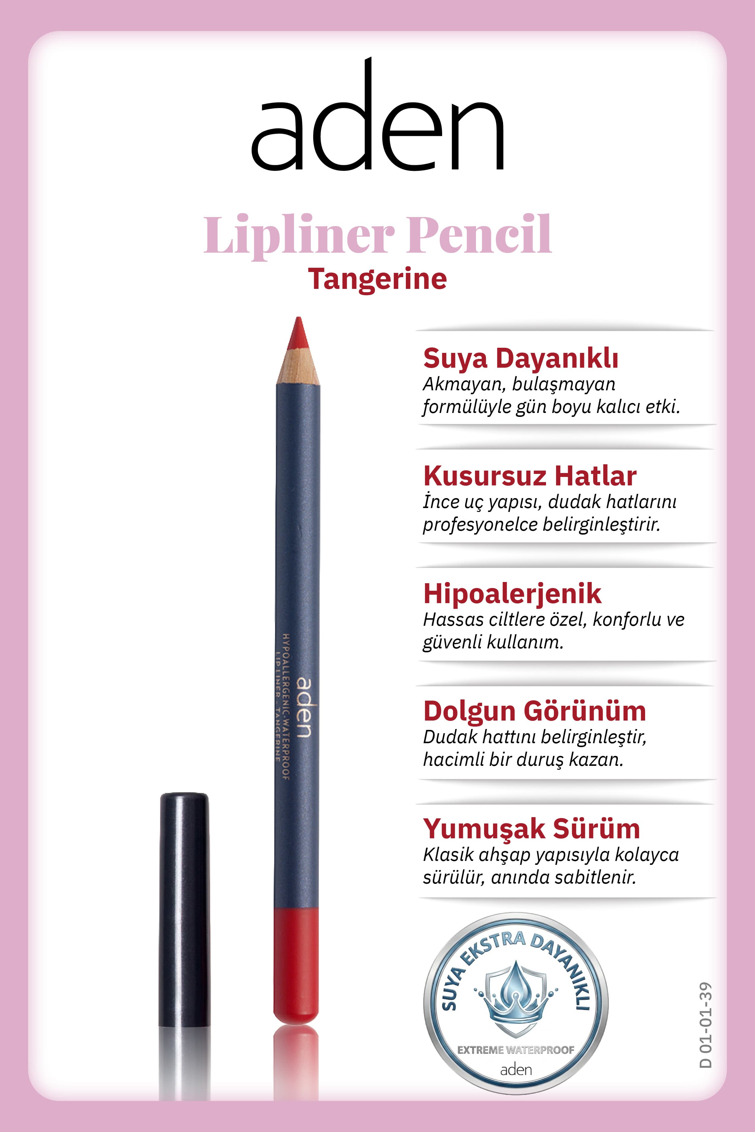 Aden Lipliner Pencil - Dudak Kalemi 39 Tangerine(Mandalina)