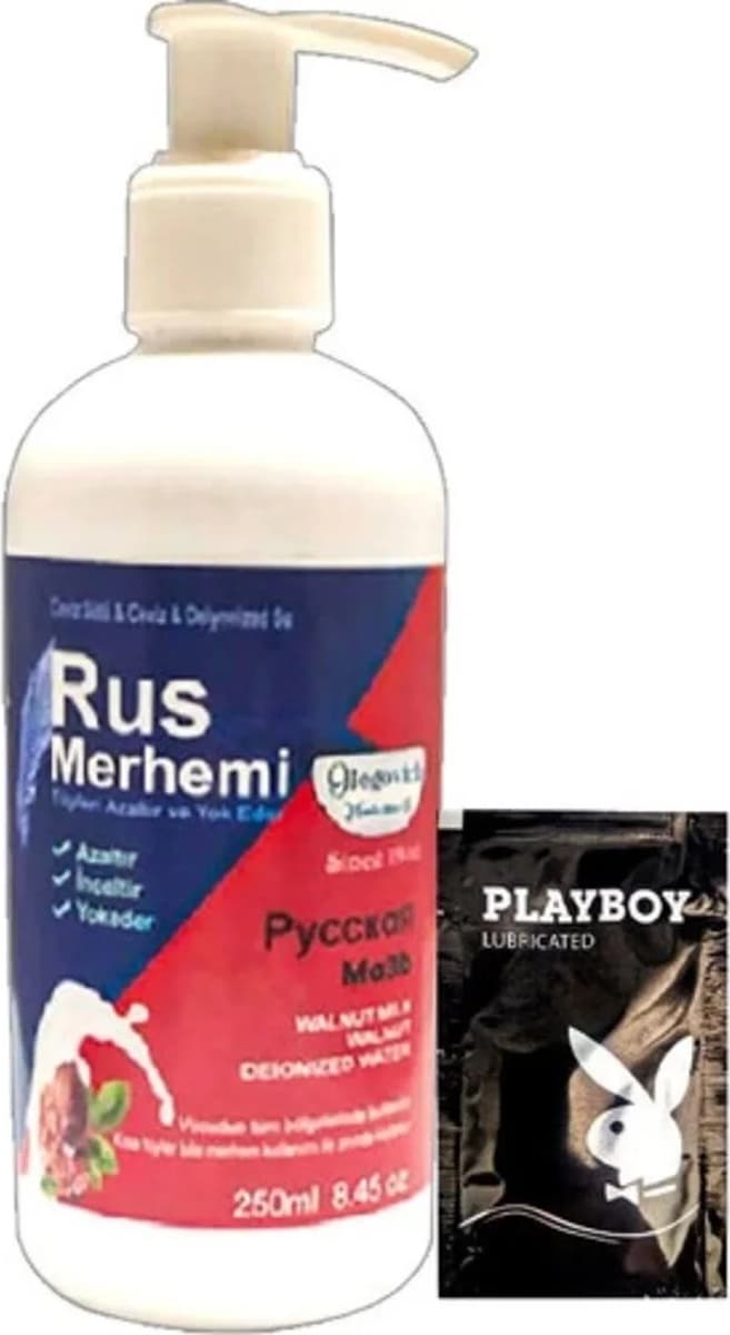 Süper Playboy 250 ml Ceviz Sütlü & Cevizli Rus Merhemi Tüy Dökücü Krem + 1 Armağan Jel