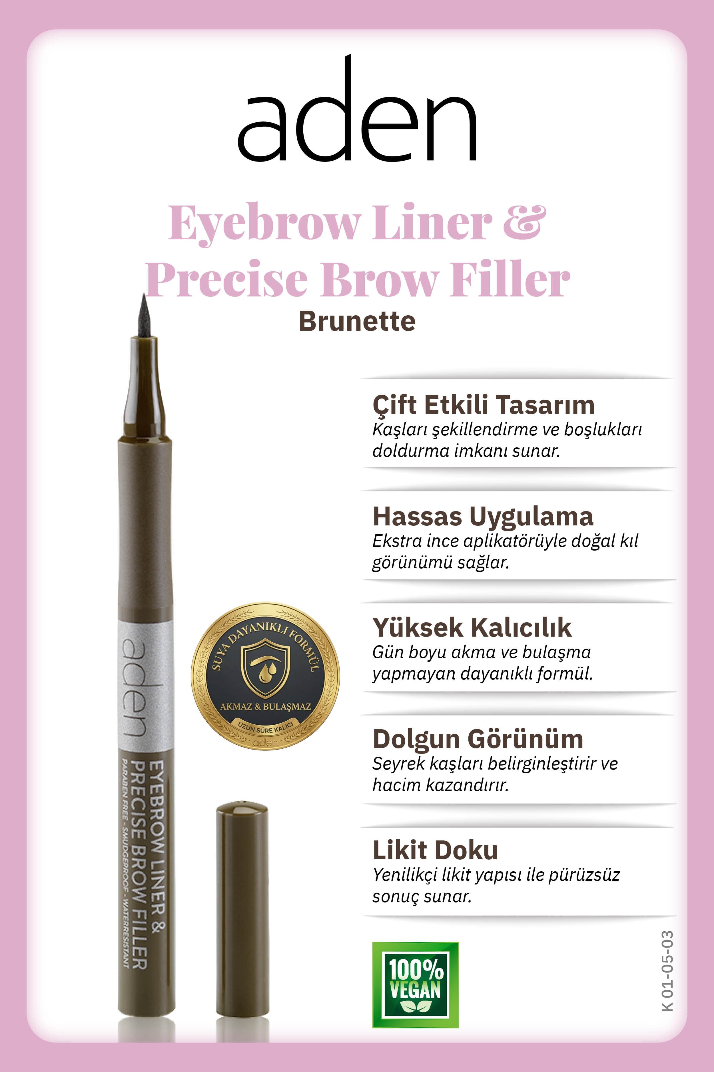 Aden Precise Brow Filler - Hassas Kaş Dolgu Kalemi 03 Brunette(Esmer)