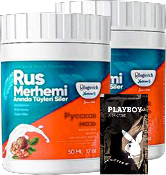 Playboy Turquoise 2li Adet Ceviz & Ceviz Sütü Rus Merhemi 50 ml Tüylere Krem + Yanında Jel