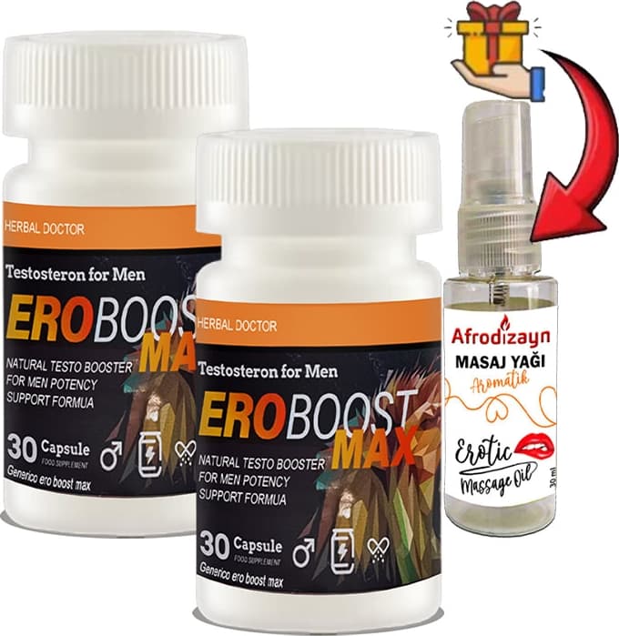 Ero Boost Max 2 Kutu Erkeklere Özel 30LU Destekleme + Afrodizayn Masaj Yağı 30 ml