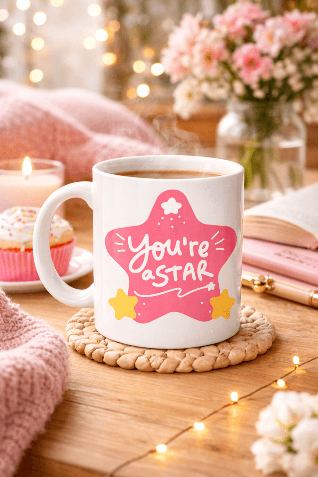 You’re a Star "SEN YILDIZSIN" Yazılı Porselen Kupa MODEL 154 – Motivasyon Temalı, Özel Tasarım Kahve & Çay Kupası