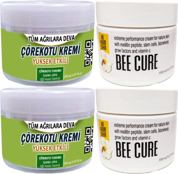 2 Adet Çörek Otu Kremi Büyük Boy 150 ml Krem + 2 Adet Bee Cure Krem 150 ml / Vücut Fıtıkagrilarina