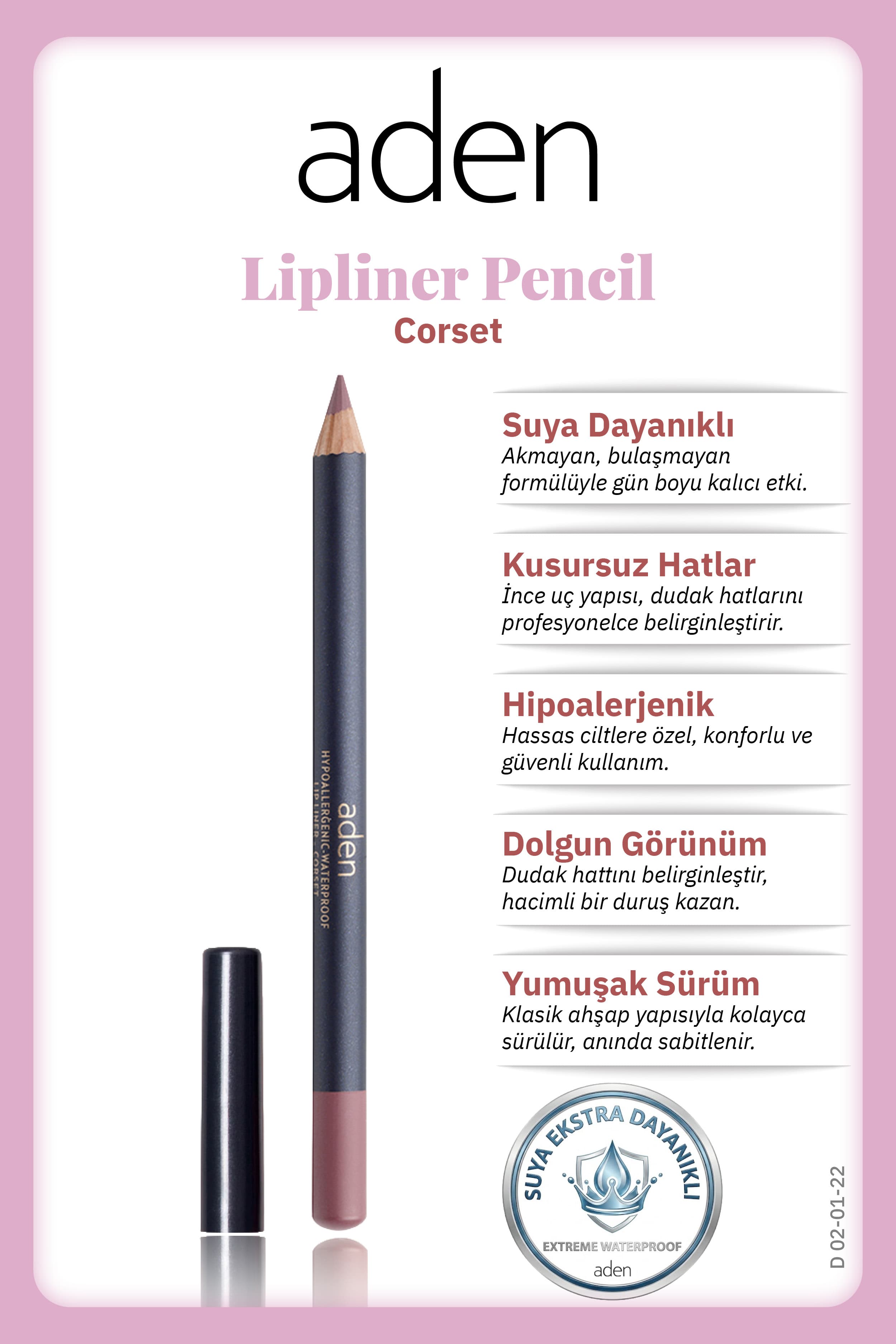 Aden Lipliner Pencil - Dudak Kalemi 22 Corset(Gül Beji)