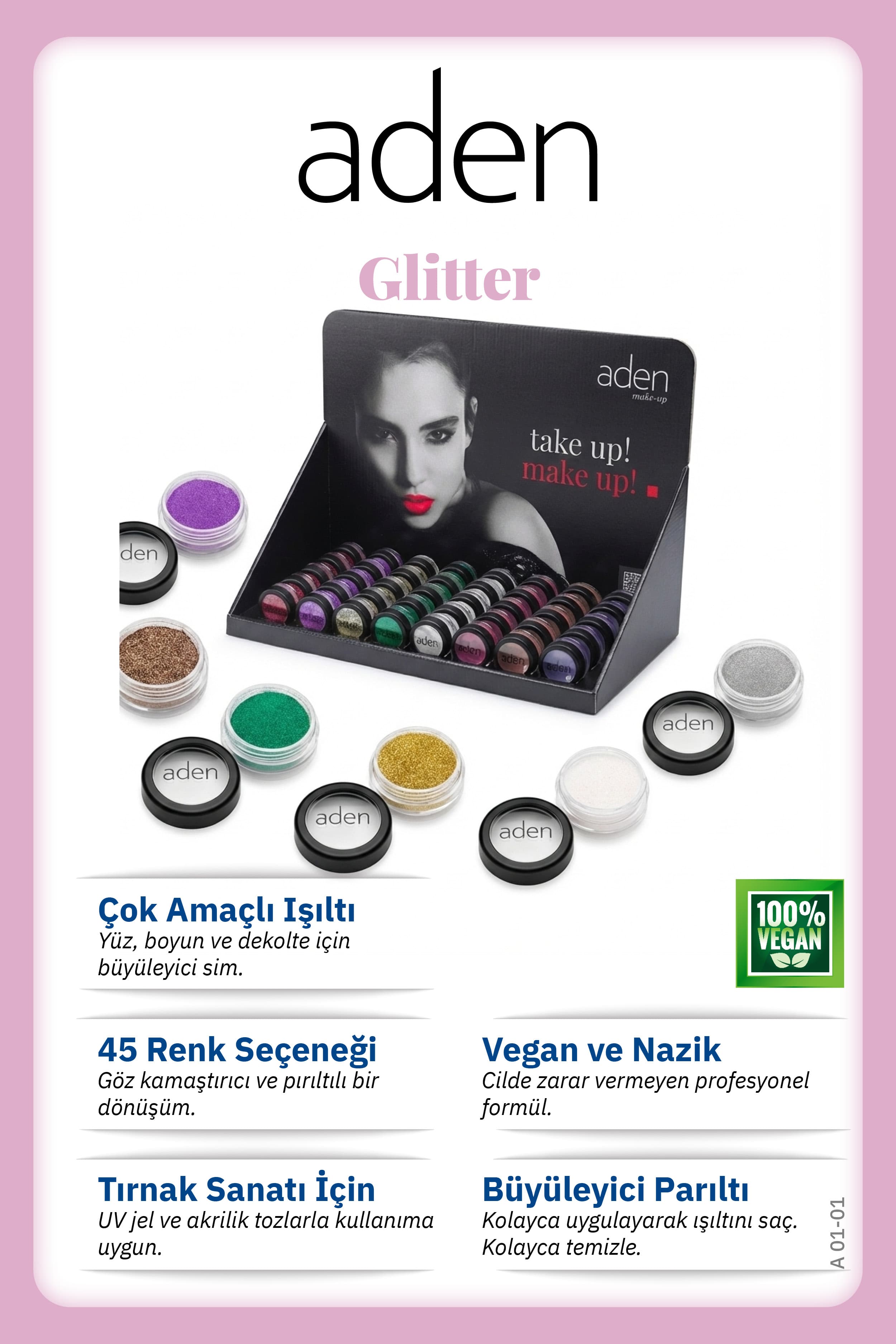 Aden Glitter Powder - Işıltılı Toz Rose Pearl(Gül İnci Pembesi)