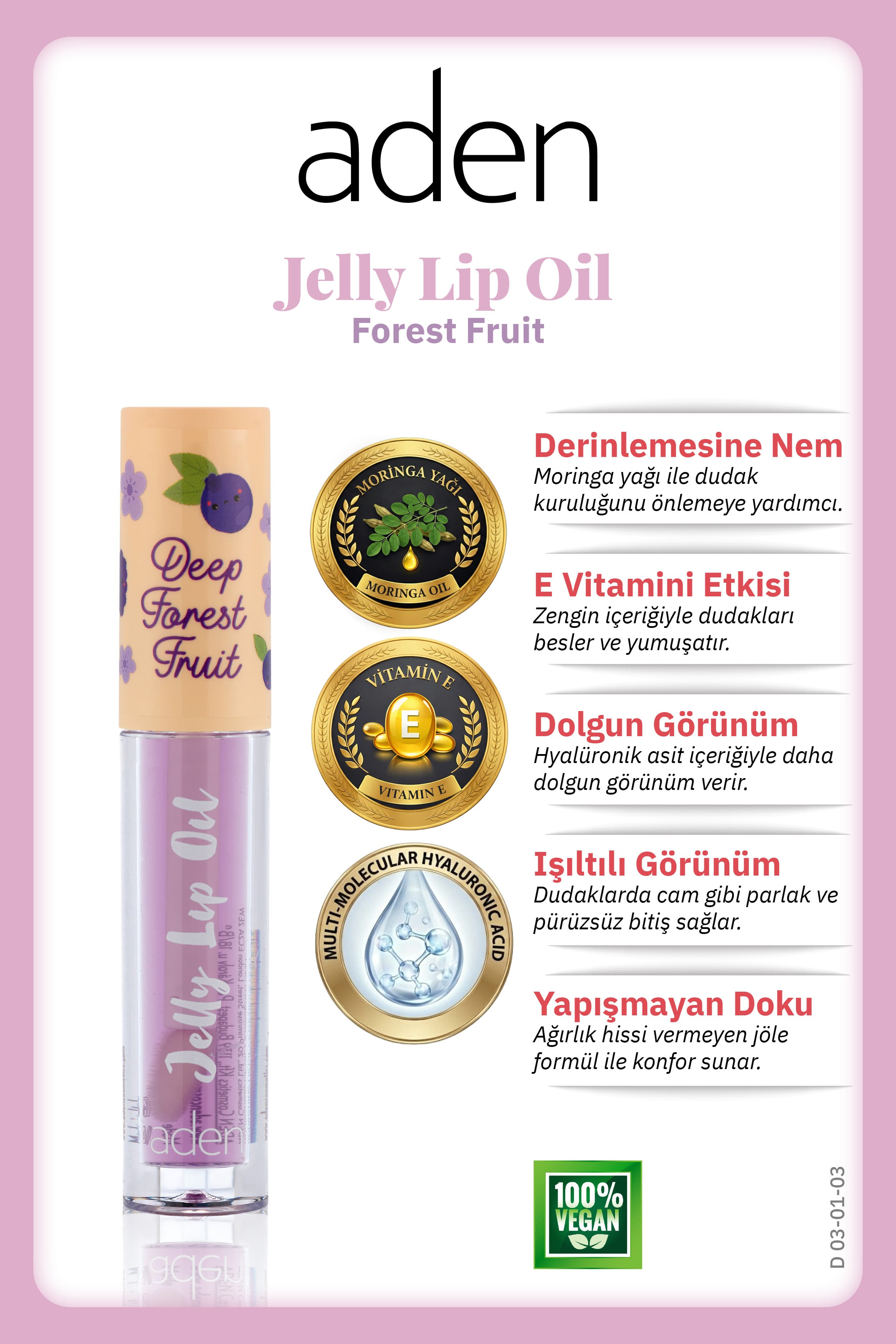 Aden Jelly Lip Oil - Dudak Yağı Forrest Fruit(Orman Meyvesi)