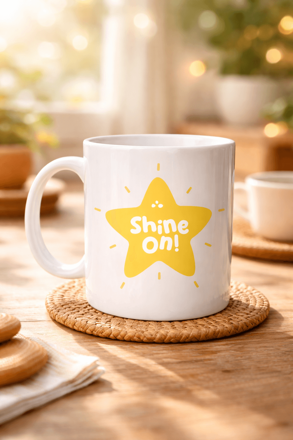 Shine On "PARLAMAYA DEVAM ET" Yıldız Tasarımlı Porselen Kupa MODEL 155 – Motivasyon Kupası – Günlük Kullanıma Uygun Şık Kahve & Çay Kupası