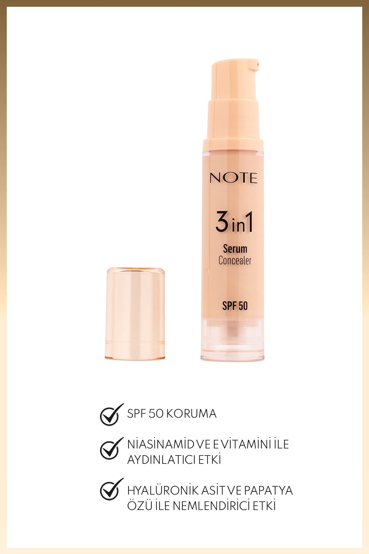 Cosmetics 3 In 1 Serum Concealer SPF 50 Nemlendirici Ve Aydınlatıcı Göz Altı Kapatıcısı - 10 Medium