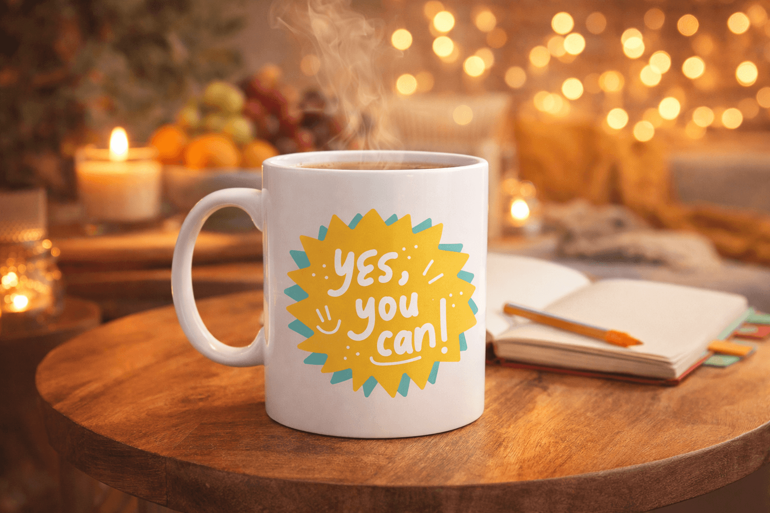Yes You Can Motivasyon Kupası MODEL 131 , Pozitif Mesajlı Porselen Kupa , İlham Veren Tasarım , Ofis & Hediye Kupası