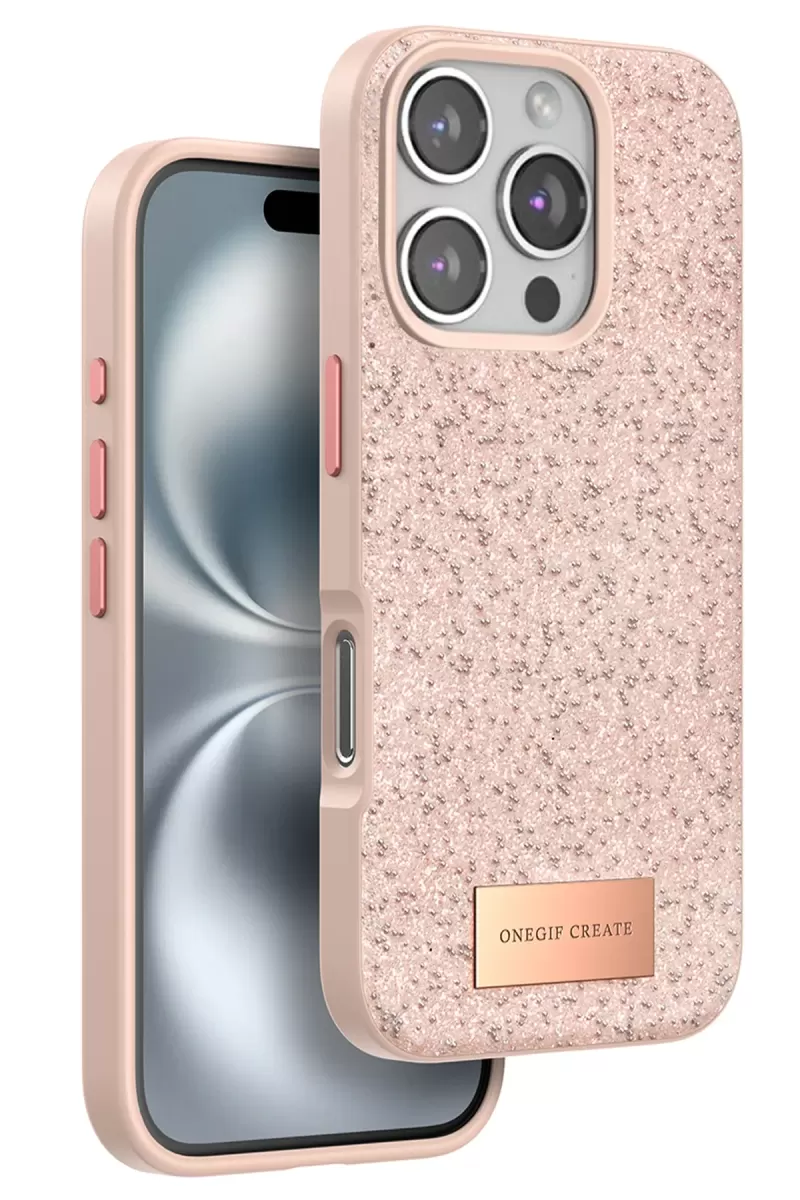iPhone 16 Pro Bright Simli Kapak - Pembe