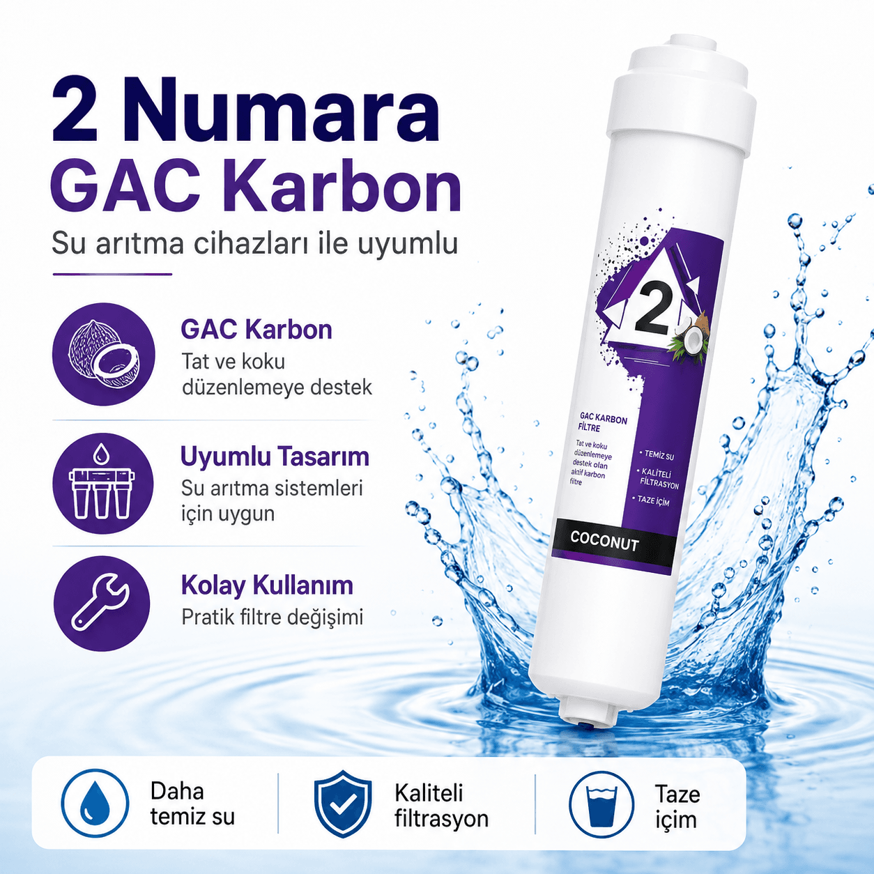 2 Numara Premium GAC Karbon Su Arıtma Filtresi 408694547