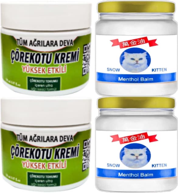 Çörekotu Çörek Otu Kremi 2 Adet 100 ml + 2 Adet Snow Kitten Menthol Balm 50 ml / Seti