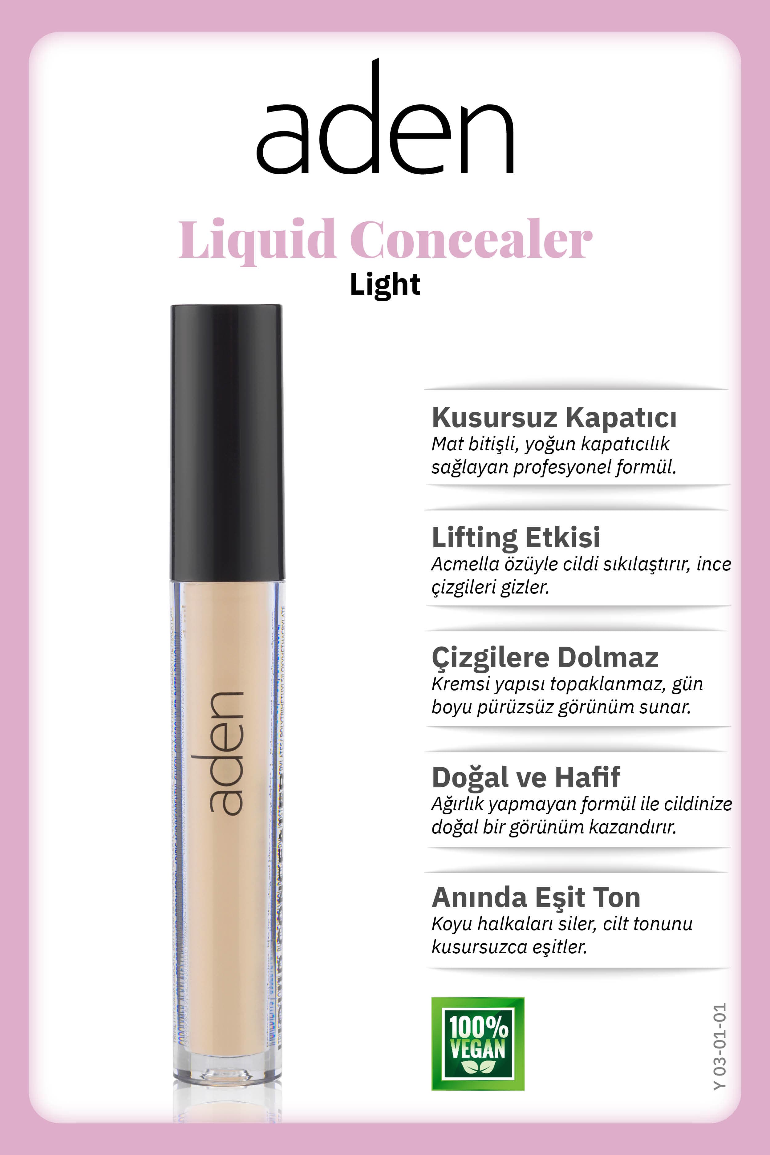 Aden Liquid Concealer - 01 Light(Açık)