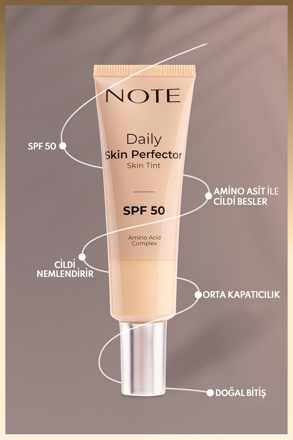 Cosmetics Daily Skin Perfector Skin Tint SPF 50 Ton Eşitleyici Doğal Bitişli Renkli Nemlendirici - 100