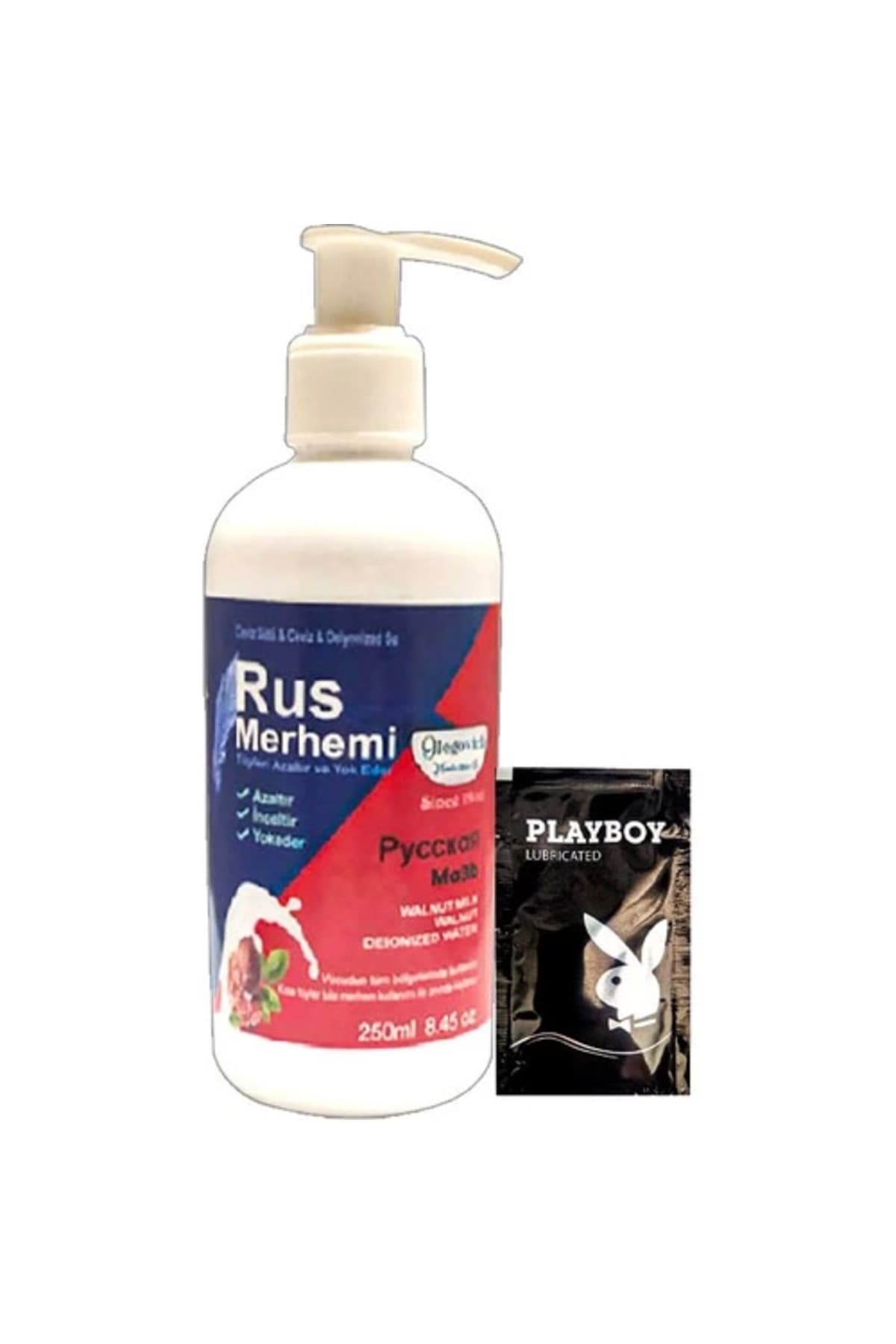 Playboy 250 ml Ceviz Sütlü & Cevizli Rus Merhemi Tüy Dökücü Krem + 1 Armağan Jel