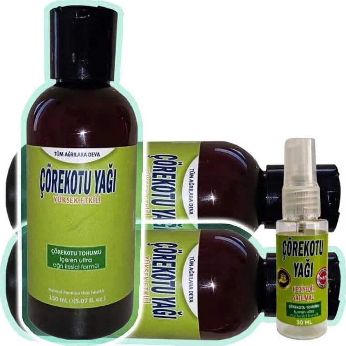 Süper Çörek Otu Mesaj Bakım Yağı 3X150 Ml+Çörek Otu 30 ml Yağ ile
