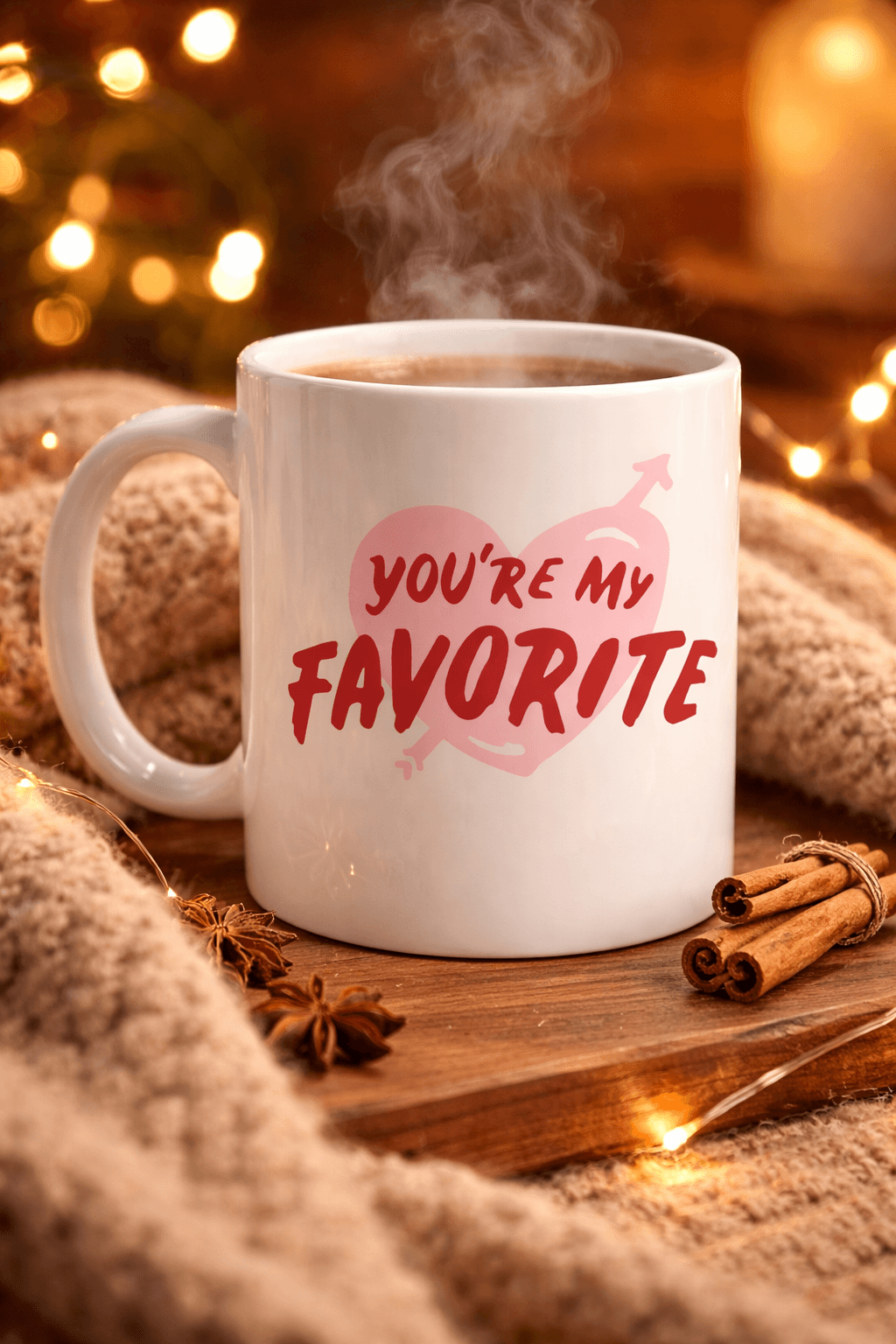 You’re My Favorite Yazılı Porselen Kupa Model 13 - Sevgiliye Arkadaşa Özel Romantik Kahve Kupası - Hediye Fincan