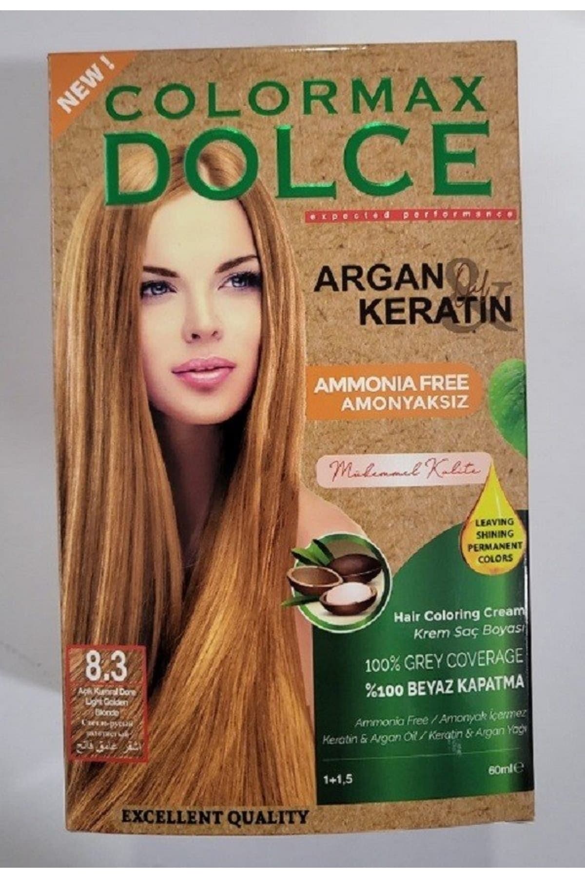 Dolce ARGAN/KERATİN Doğal Set Boya No: 8.3 Açık Kumral Dore