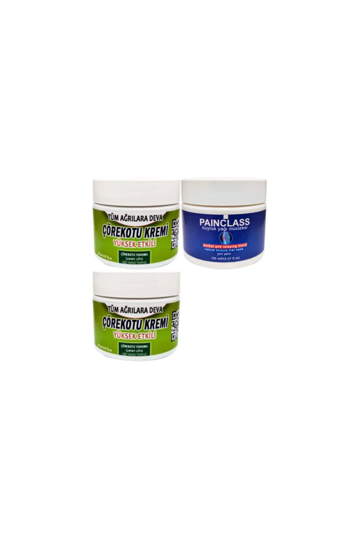 Çörek Otu Kremi Orta Boy 2x 100 ml - Painclass 150 ml Kuıyruk Yağı Kremi