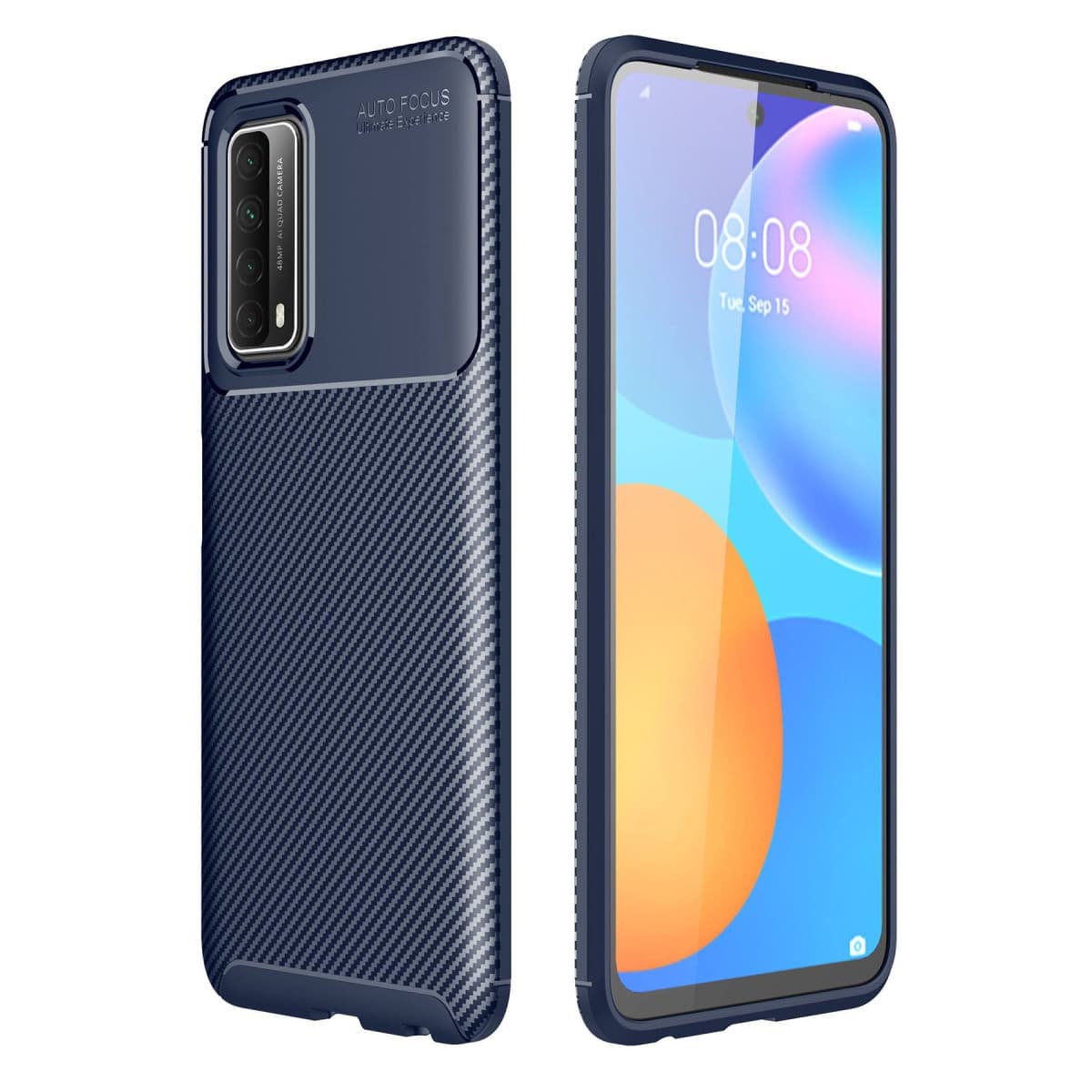 P Smart 2021 Kılıf Auto Focus Karbon Kapak - Lacivert