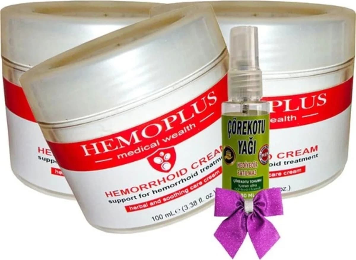 Hemoplus Bakım Kremi 100 ml x 3 Adet + Çörek Otu Yağı 30 ml