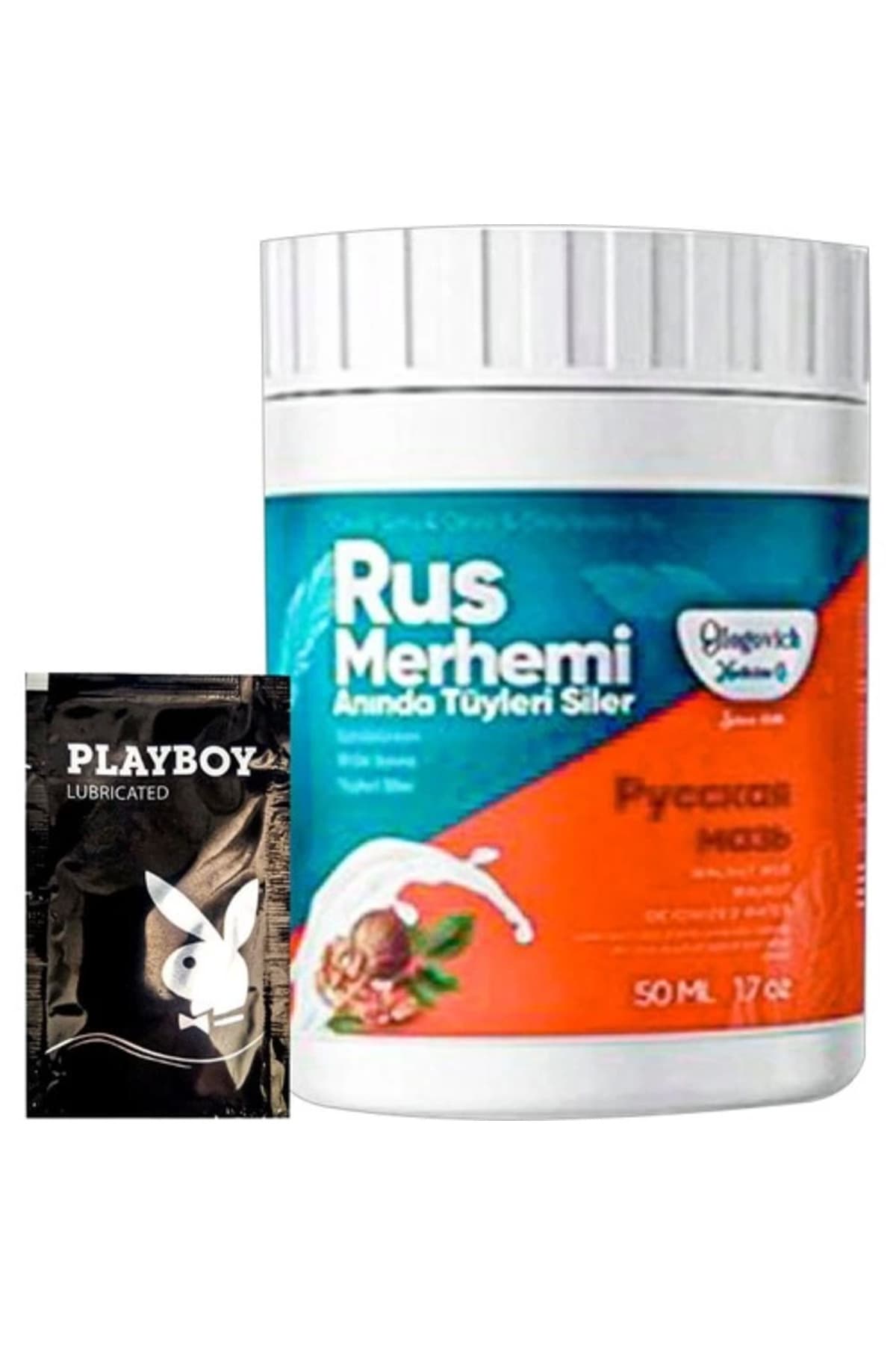 Playboy Turquoise Ceviz & Ceviz Sütü Rus Merhemi 50 ml Tüy Dökücü Krem + 1 Armağan Jel