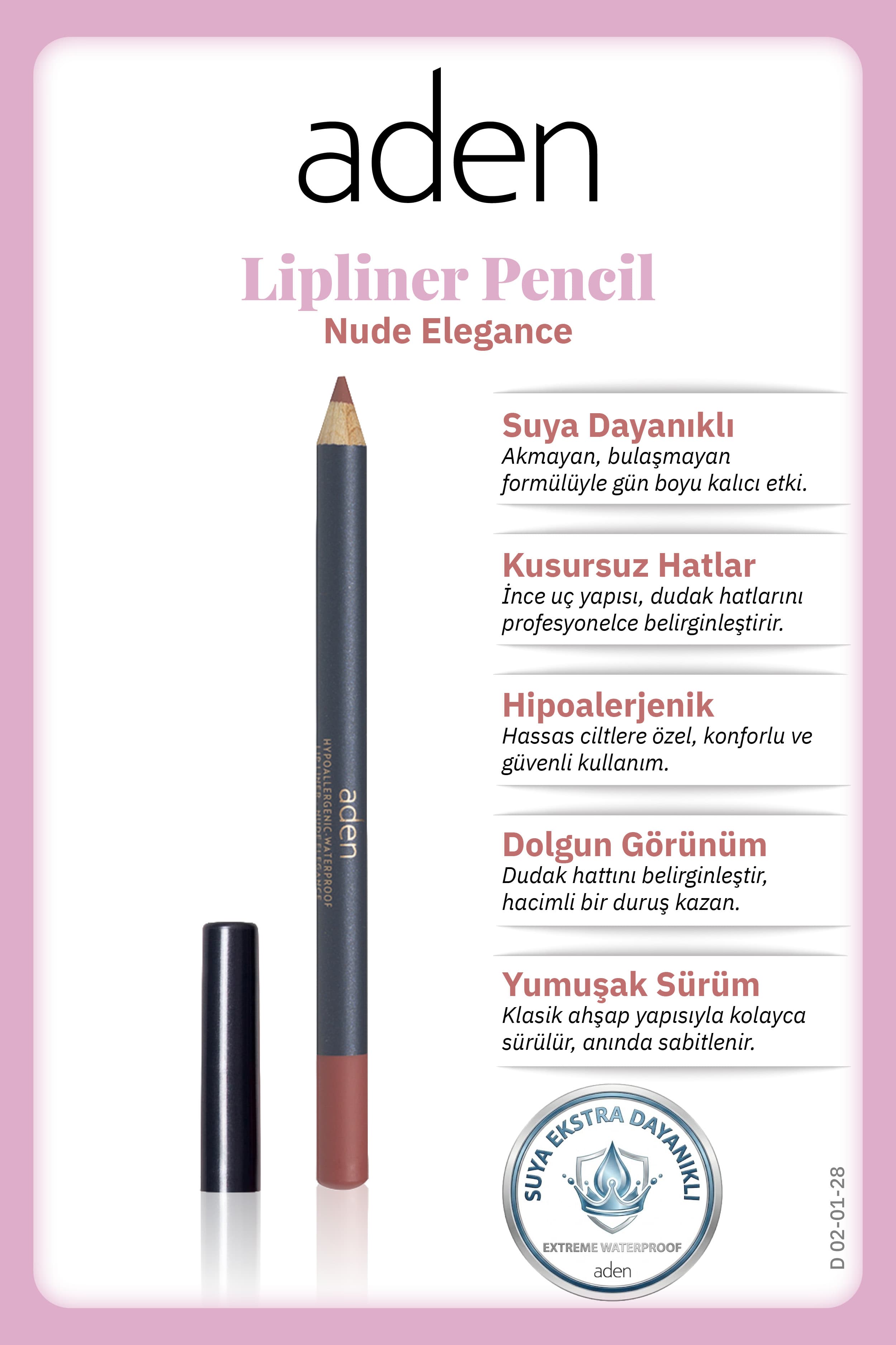 Aden Lipliner Pencil - Dudak Kalemi 28 Nude Elegance(Pudra Pembesi)