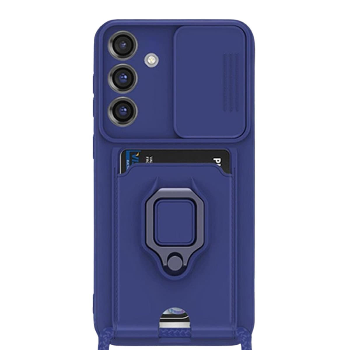 Galaxy S25 Plus Kılıf Zuma Kartvizitli Yüzüklü Silikon - Lacivert