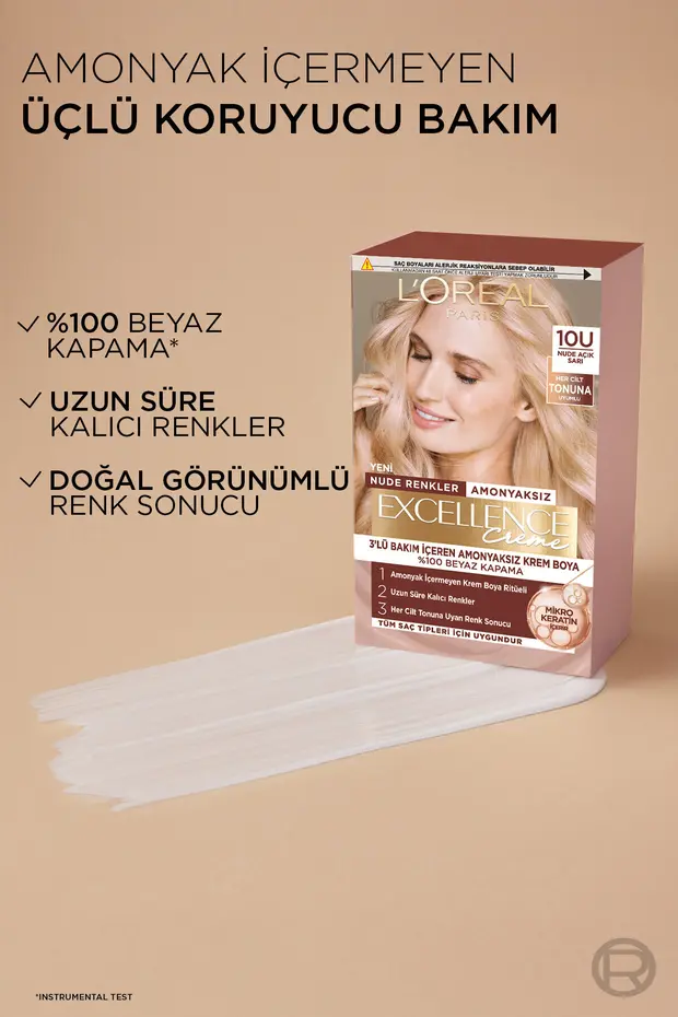 Paris Saç Boyasi & Excellence Creme Nude Renkler No: 10U 190ML Açık Sari