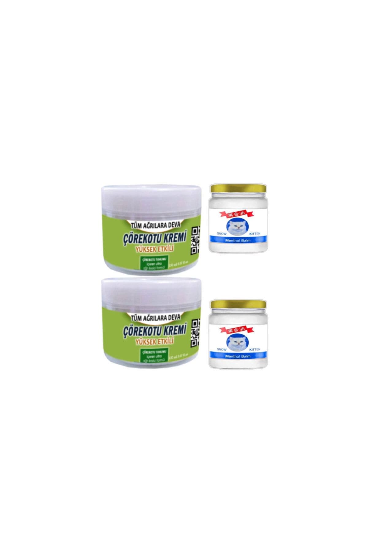 Çörek Otu Kremi 2x150 ml Rahatlatıcı Krem +Snow Kitten 2x50 ml Menthol Balm