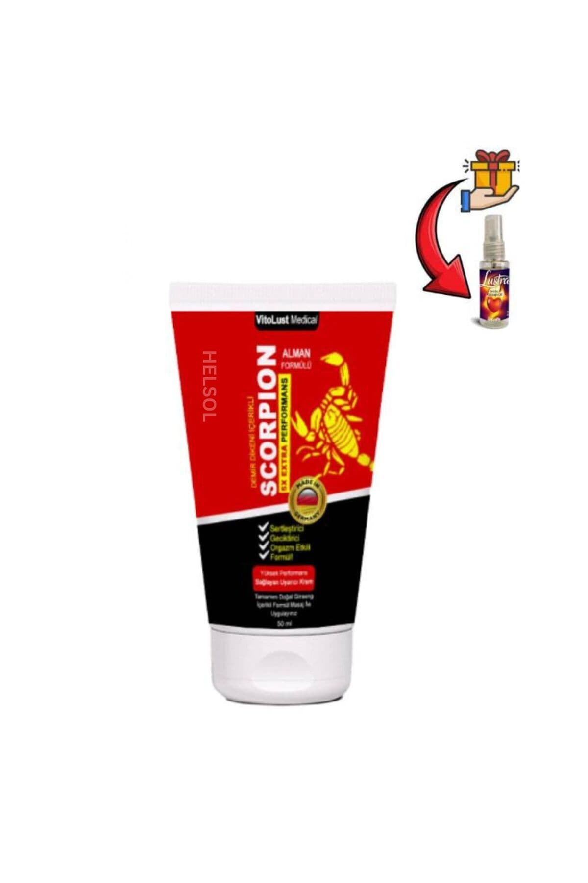 Scorpion Erkeklere Özel Geciktiricili ve Sertleştiren Bakım Kremi 50 ml x 1 ad.+Lustra Masaj Yağı