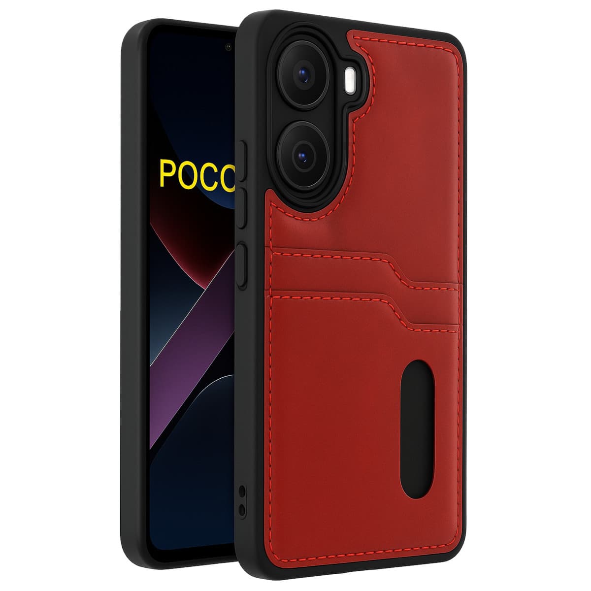 X7 Pro Kılıf Sara Kartvizitli Deri Kılıf - Kırmızı