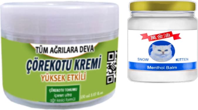 2 Tane Çörek Otu Kremi 150 ml Büyük Boy Krem + Snow Kitten 50 ml Menthol Balm / Kas Diz Dirsek Sırt Bel Iskelet Agrilarina Masaj Seti