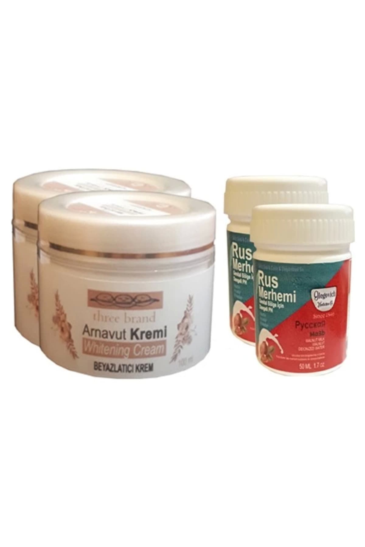 Three Brand Vücut Kremi 100 ml Arnavut Kremi 2 Adet + Rus Merhemi 50 ml 2 Adet