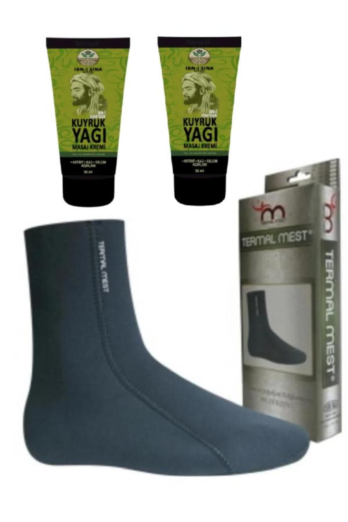 İbni Sina Kuyruk Yağı Masaj Kremi 2 X 50 ml Su ve Isı geçirmeyen Mest Çorap (XXL)