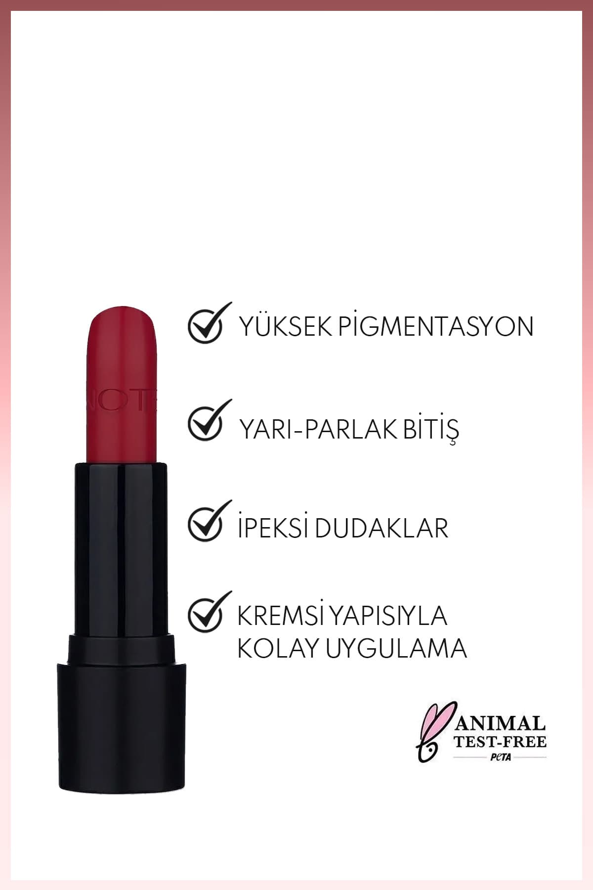 Deep Impact Lipstick 14 Warm Cherry Kremsi Dokulu Yarı Parlak Ruj - Kırmızı